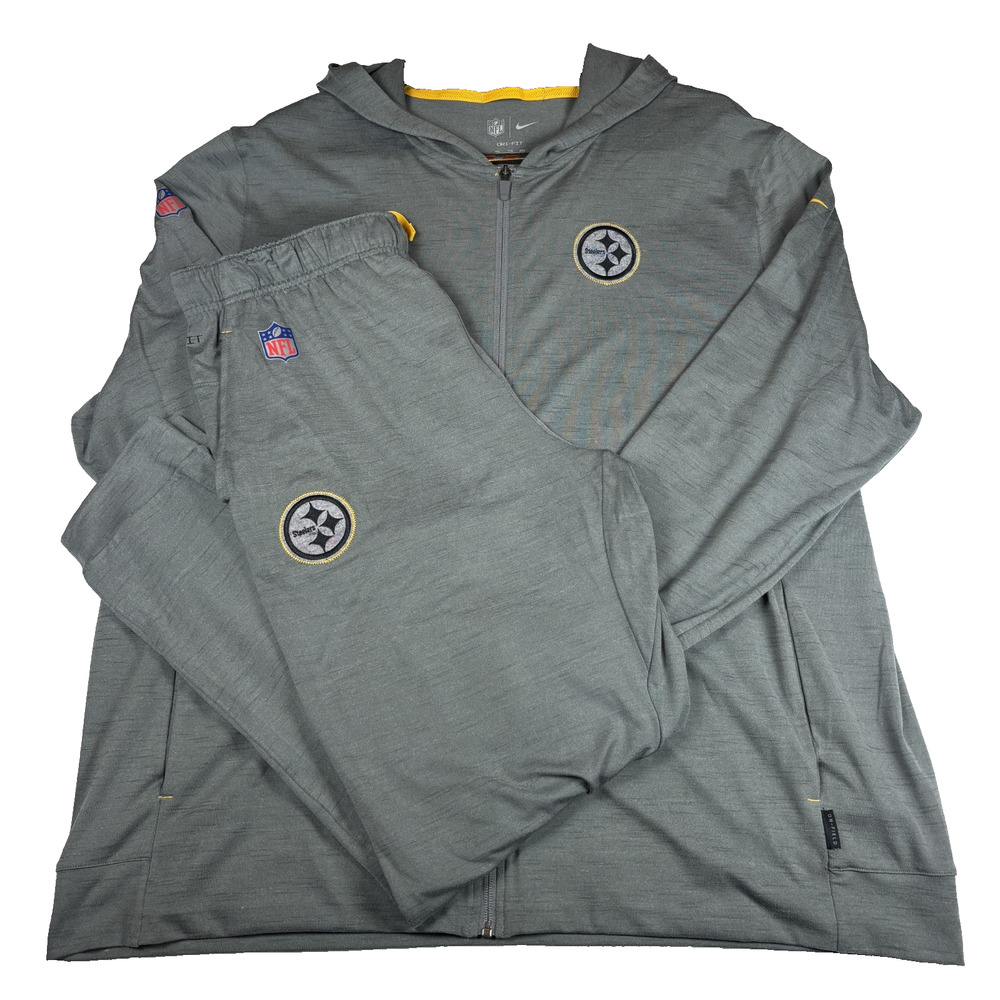 NIKE NFL PITTSBURGH STEELERS MEN'S DRI-FIT HOODED JACKET SWEATPANT SET 2XL/XL